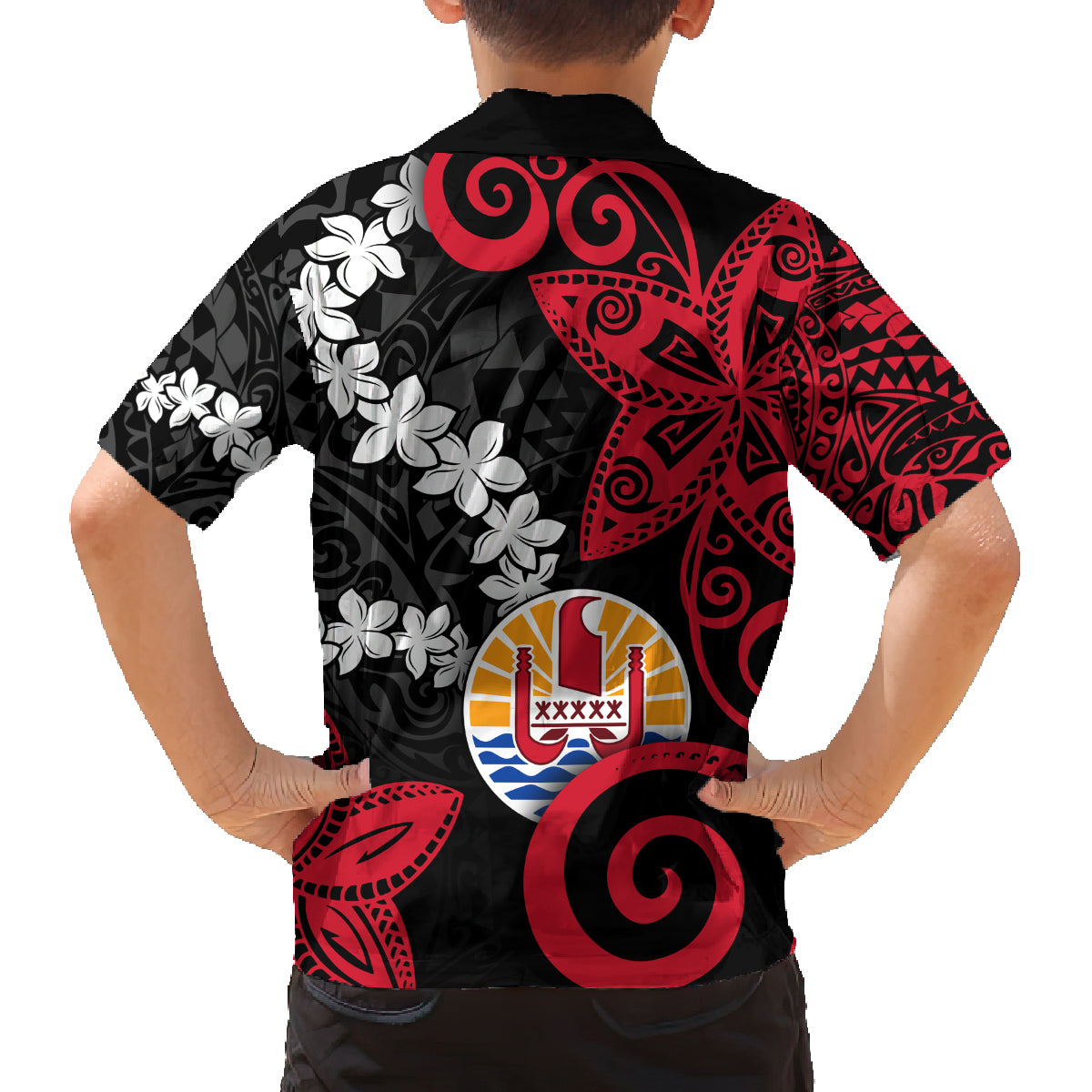Tahiti Heiva Festival Family Matching Puletasi and Hawaiian Shirt Floral Pattern With Coat Of Arms LT05 - Polynesian Pride
