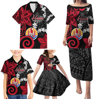 Tahiti Heiva Festival Family Matching Puletasi and Hawaiian Shirt Floral Pattern With Coat Of Arms LT05 - Polynesian Pride
