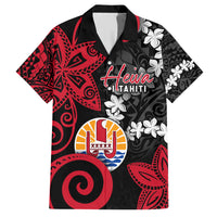 Tahiti Heiva Festival Family Matching Short Sleeve Bodycon Dress and Hawaiian Shirt Floral Pattern With Coat Of Arms