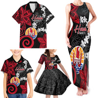 Tahiti Heiva Festival Family Matching Tank Maxi Dress and Hawaiian Shirt Floral Pattern With Coat Of Arms LT05 - Polynesian Pride