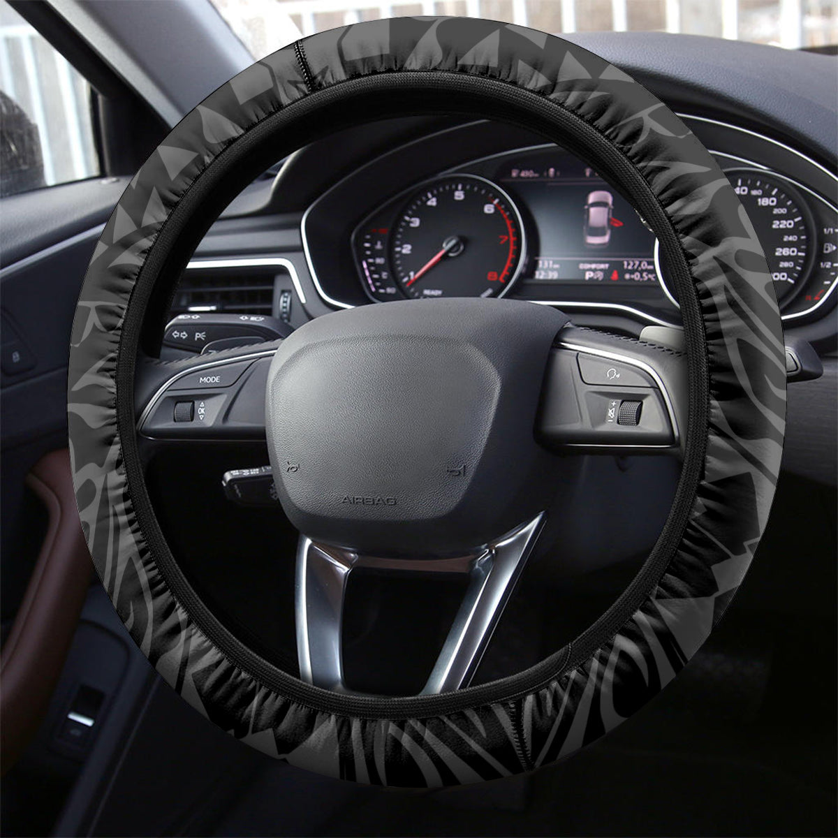 Tahiti Heiva Festival Steering Wheel Cover Floral Pattern With Coat Of Arms