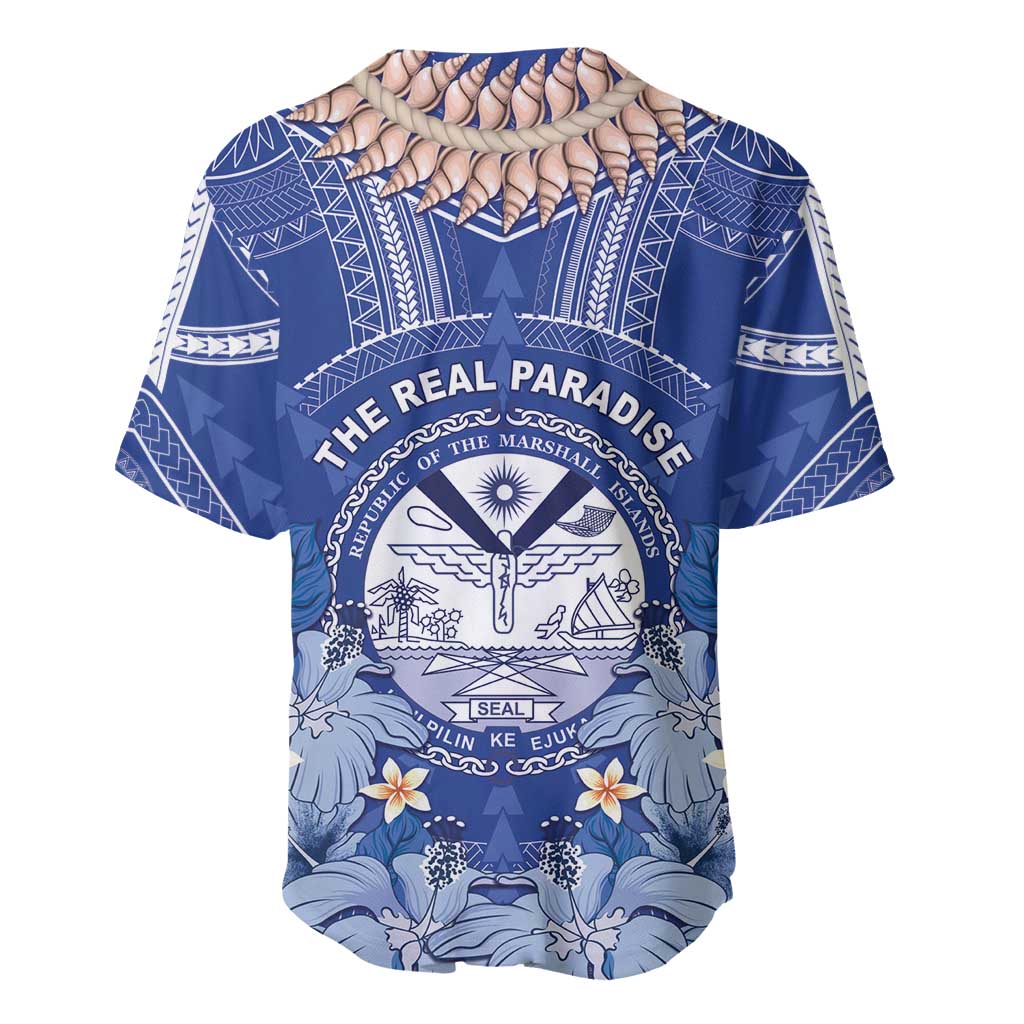 Marshall Islands Jemenei Day Baseball Jersey Polynesian Tribal Tattoo Seashell Necklace