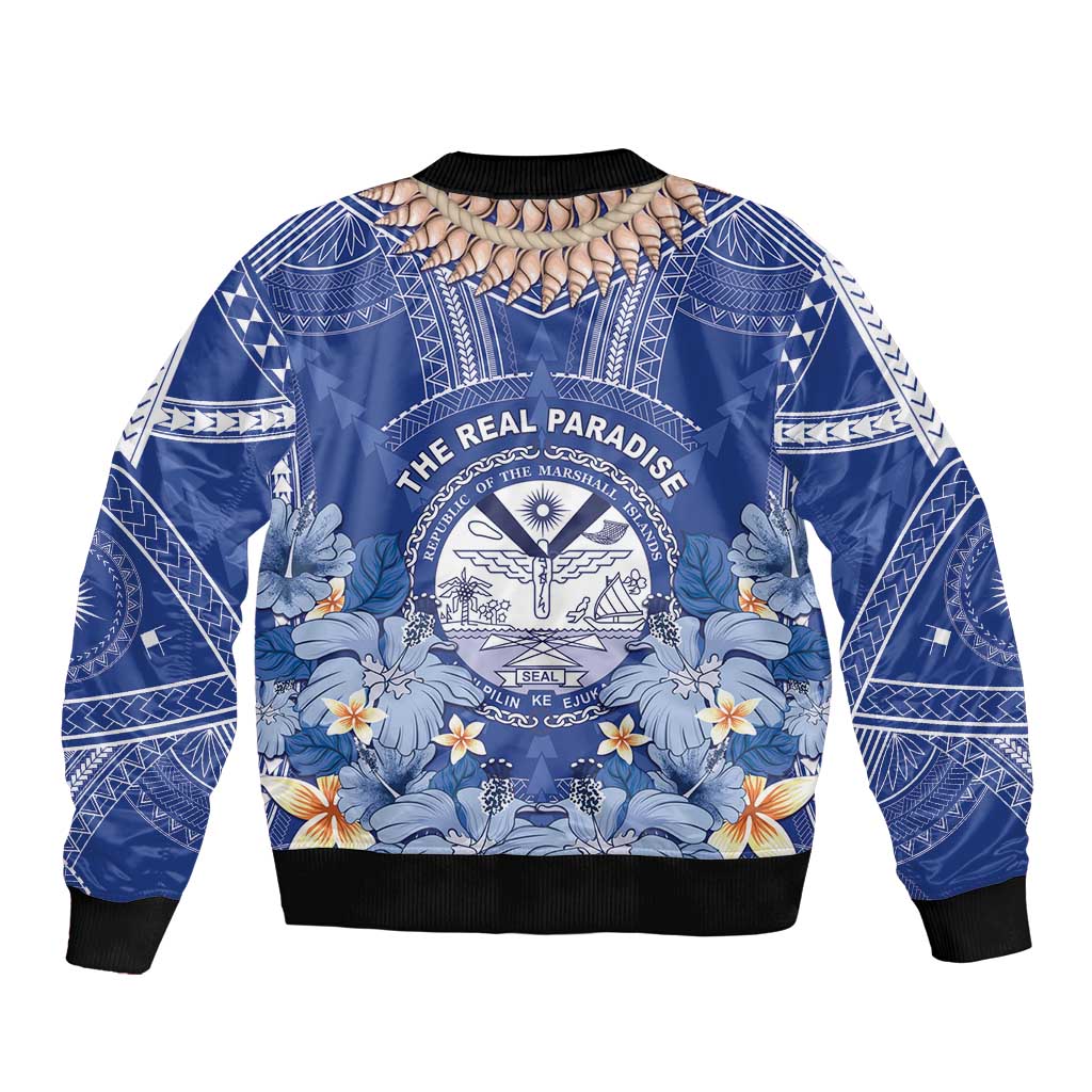 Marshall Islands Jemenei Day Bomber Jacket Polynesian Tribal Tattoo Seashell Necklace