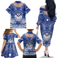 Marshall Islands Jemenei Day Family Matching Off The Shoulder Long Sleeve Dress and Hawaiian Shirt Polynesian Tribal Tattoo Seashell Necklace LT05 - Polynesian Pride