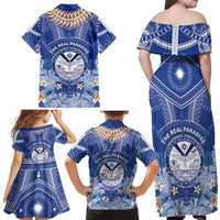 Marshall Islands Jemenei Day Family Matching Off Shoulder Maxi Dress and Hawaiian Shirt Polynesian Tribal Tattoo Seashell Necklace LT05 - Polynesian Pride