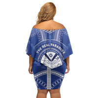 Marshall Islands Jemenei Day Family Matching Off Shoulder Short Dress and Hawaiian Shirt Polynesian Tribal Tattoo Seashell Necklace LT05 - Polynesian Pride
