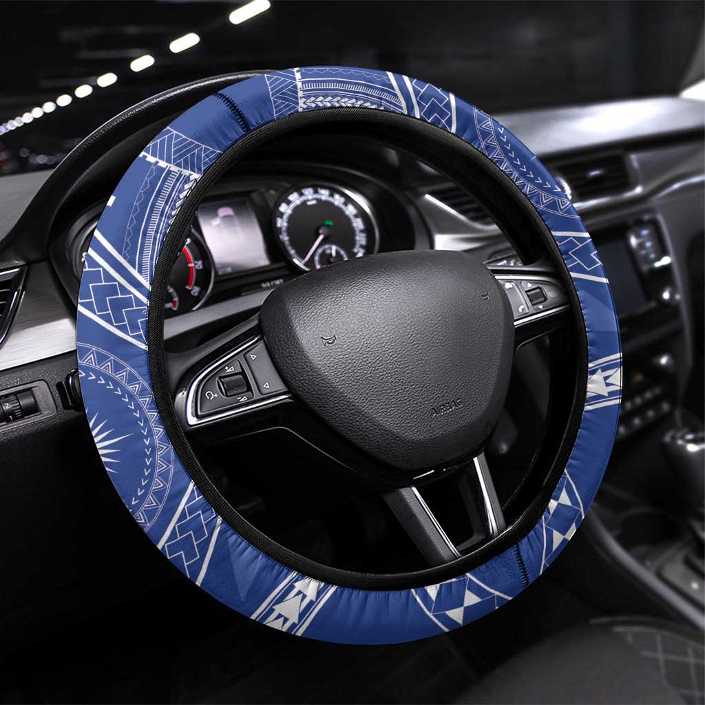 Marshall Islands Jemenei Day Steering Wheel Cover Polynesian Tribal Tattoo Seashell Necklace
