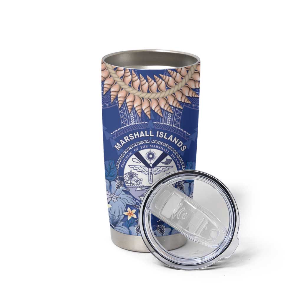 Marshall Islands Jemenei Day Tumbler Cup Polynesian Tribal Tattoo Seashell Necklace LT05 - Polynesian Pride