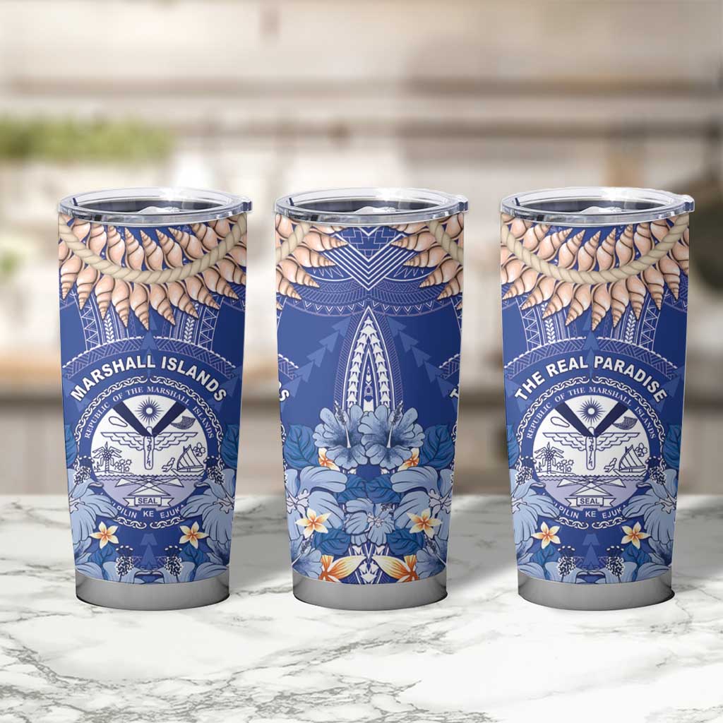 Marshall Islands Jemenei Day Tumbler Cup Polynesian Tribal Tattoo Seashell Necklace LT05 - Polynesian Pride