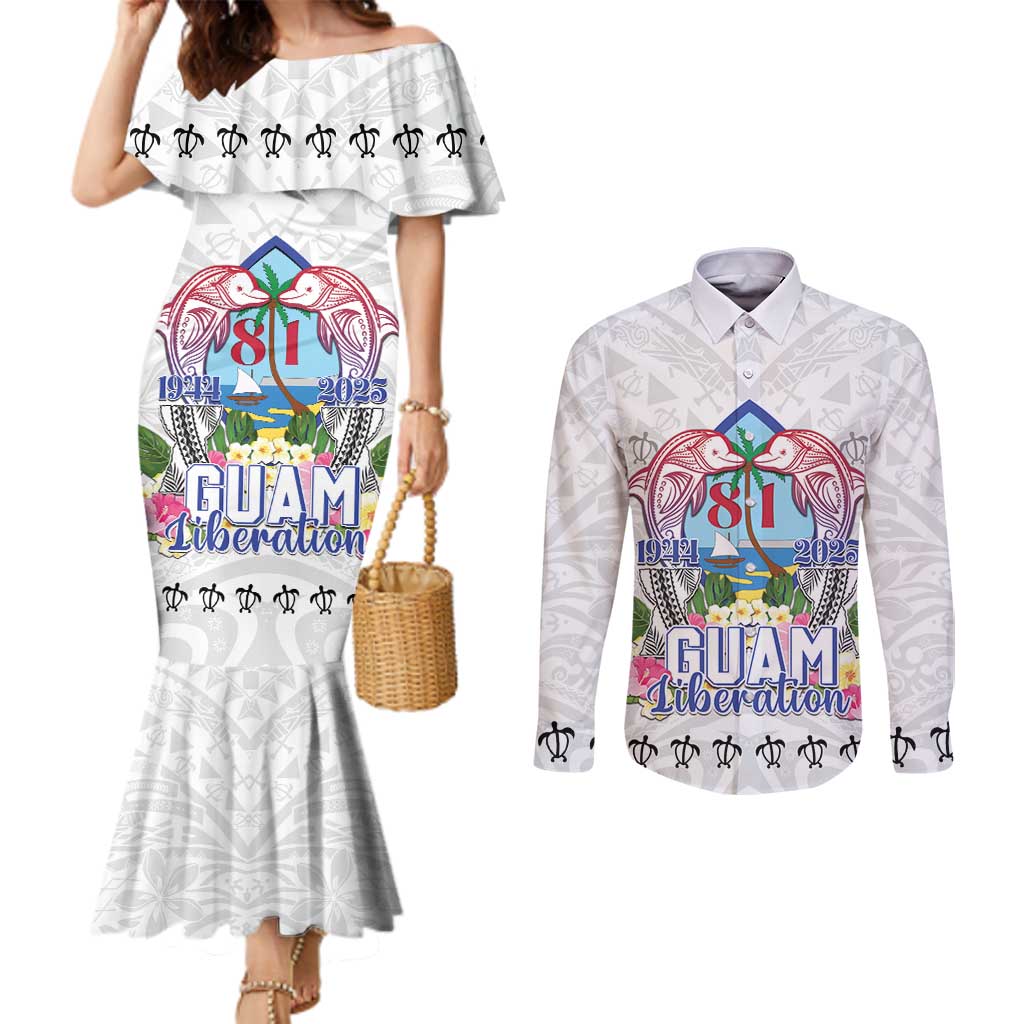 Guam Chamorro Liberation Day Couples Matching Mermaid Dress and Long Sleeve Button Shirt 81st Anniversary LT05