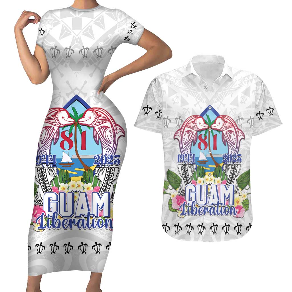 Guam Chamorro Liberation Day Couples Matching Short Sleeve Bodycon Dress and Hawaiian Shirt 81st Anniversary LT05