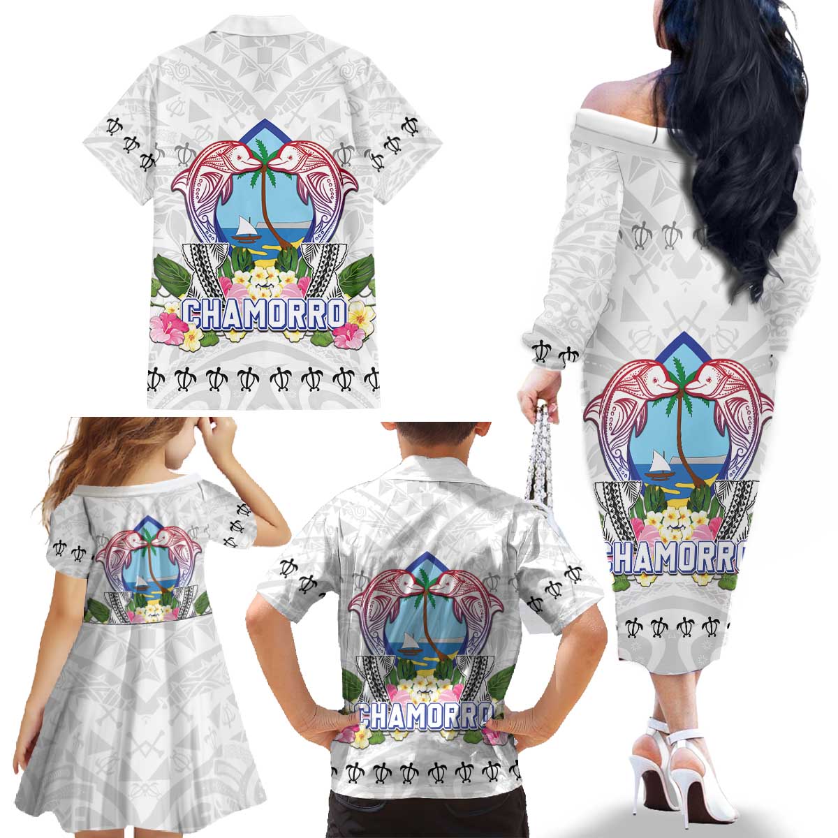 Guam Chamorro Liberation Day Family Matching Off The Shoulder Long Sleeve Dress and Hawaiian Shirt 81st Anniversary LT05 - Polynesian Pride