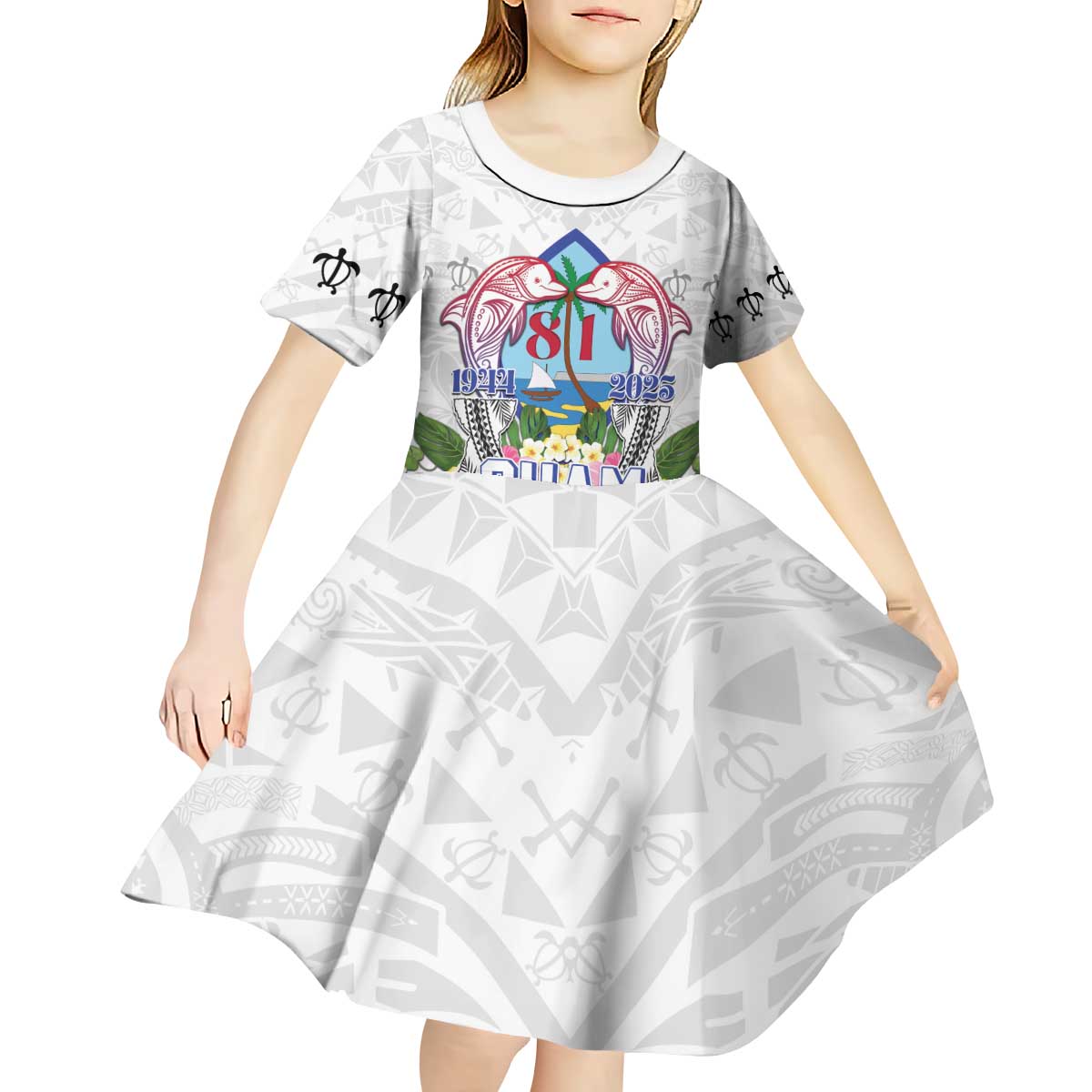 Guam Chamorro Liberation Day Kid Short Sleeve Dress 81st Anniversary LT05