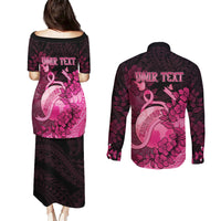 Personalised Cancer Fighter Couples Matching Puletasi and Long Sleeve Button Shirt I Beat Cancer