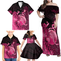 Personalised Cancer Fighter Family Matching Off Shoulder Maxi Dress and Hawaiian Shirt I Beat Cancer LT05 - Polynesian Pride