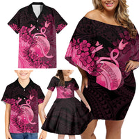 Personalised Cancer Fighter Family Matching Off Shoulder Short Dress and Hawaiian Shirt I Beat Cancer LT05 - Polynesian Pride