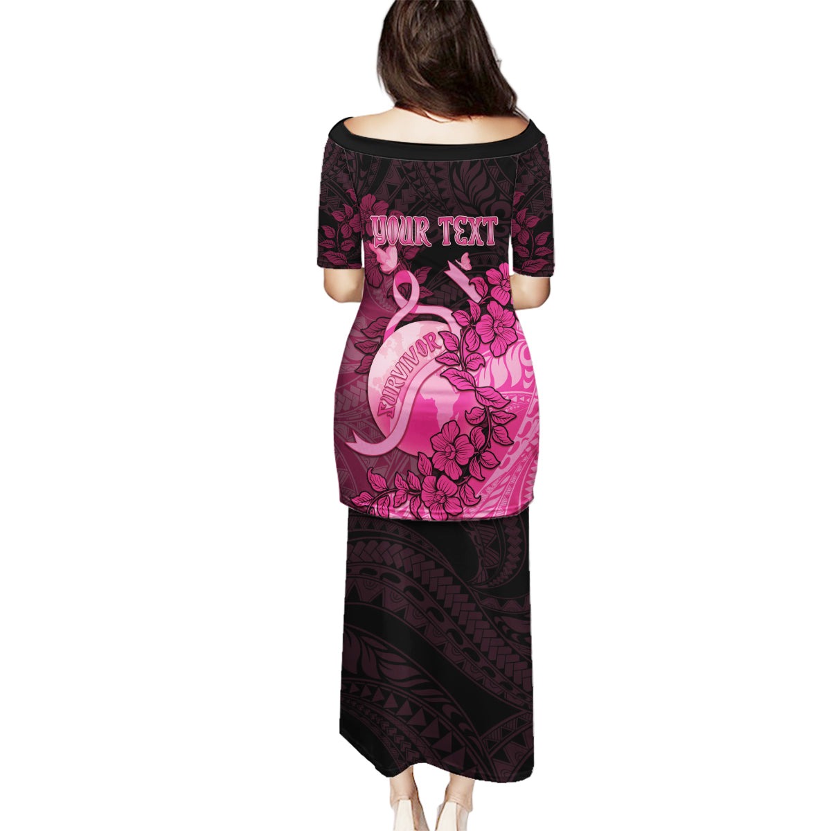 Personalised Cancer Fighter Family Matching Puletasi and Hawaiian Shirt I Beat Cancer LT05 - Polynesian Pride