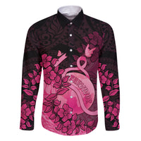 Personalised Cancer Fighter Family Matching Short Sleeve Bodycon Dress and Hawaiian Shirt I Beat Cancer LT05 Dad's Shirt - Long Sleeve Pink - Polynesian Pride