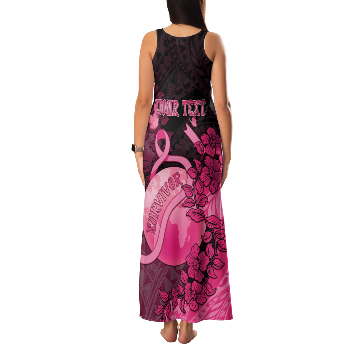 Personalised Cancer Fighter Family Matching Tank Maxi Dress and Hawaiian Shirt I Beat Cancer LT05 - Polynesian Pride