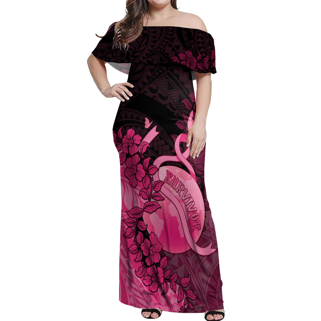 Personalised Cancer Fighter Off Shoulder Maxi Dress I Beat Cancer