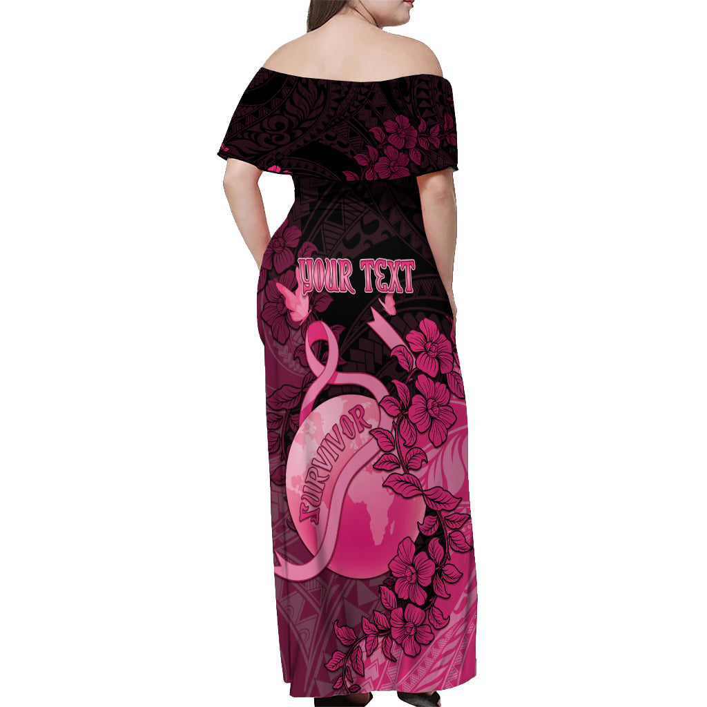 Personalised Cancer Fighter Off Shoulder Maxi Dress I Beat Cancer