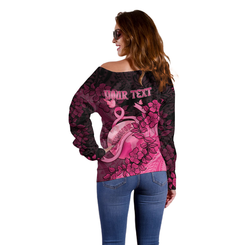 Personalised Cancer Fighter Off Shoulder Sweater I Beat Cancer LT05 - Polynesian Pride