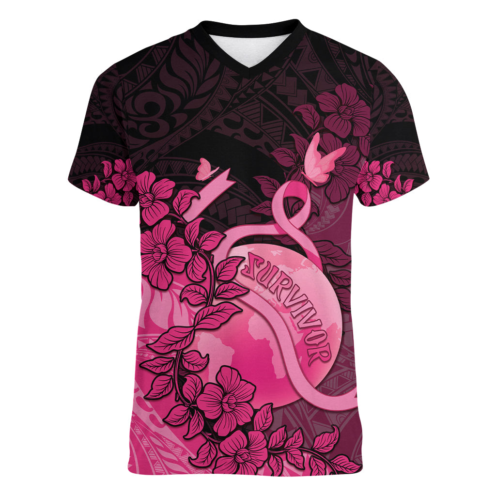 Personalised Cancer Fighter Women V-Neck T-Shirt I Beat Cancer