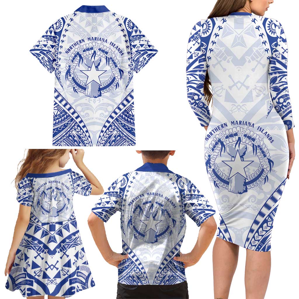 Northern Mariana Islands Liberation Day Family Matching Long Sleeve Bodycon Dress and Hawaiian Shirt 79th Anniversary LT05 - Polynesian Pride