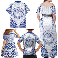 Northern Mariana Islands Liberation Day Family Matching Off Shoulder Maxi Dress and Hawaiian Shirt 79th Anniversary LT05 - Polynesian Pride