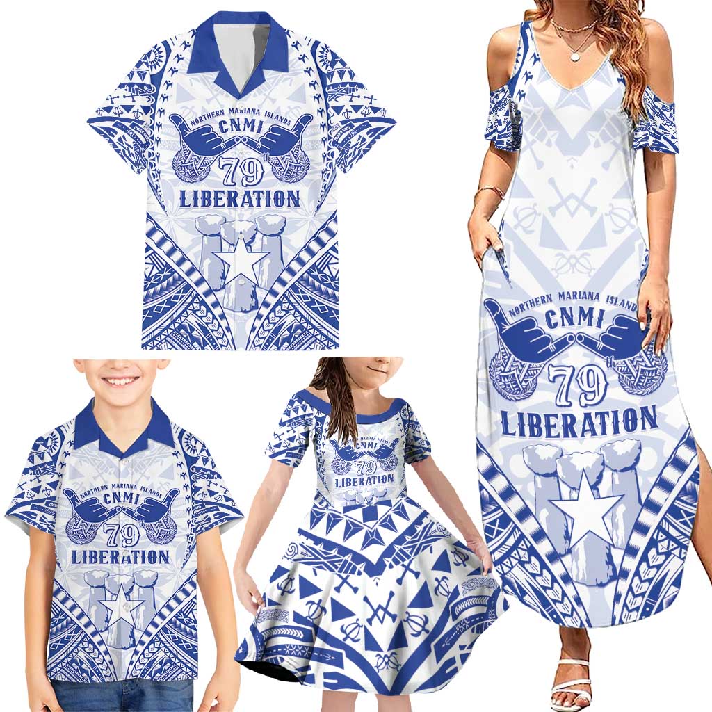 Northern Mariana Islands Liberation Day Family Matching Summer Maxi Dress and Hawaiian Shirt 79th Anniversary LT05 - Polynesian Pride