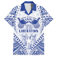 Northern Mariana Islands Liberation Day Family Matching Summer Maxi Dress and Hawaiian Shirt 79th Anniversary LT05 Dad's Shirt - Short Sleeve Blue - Polynesian Pride