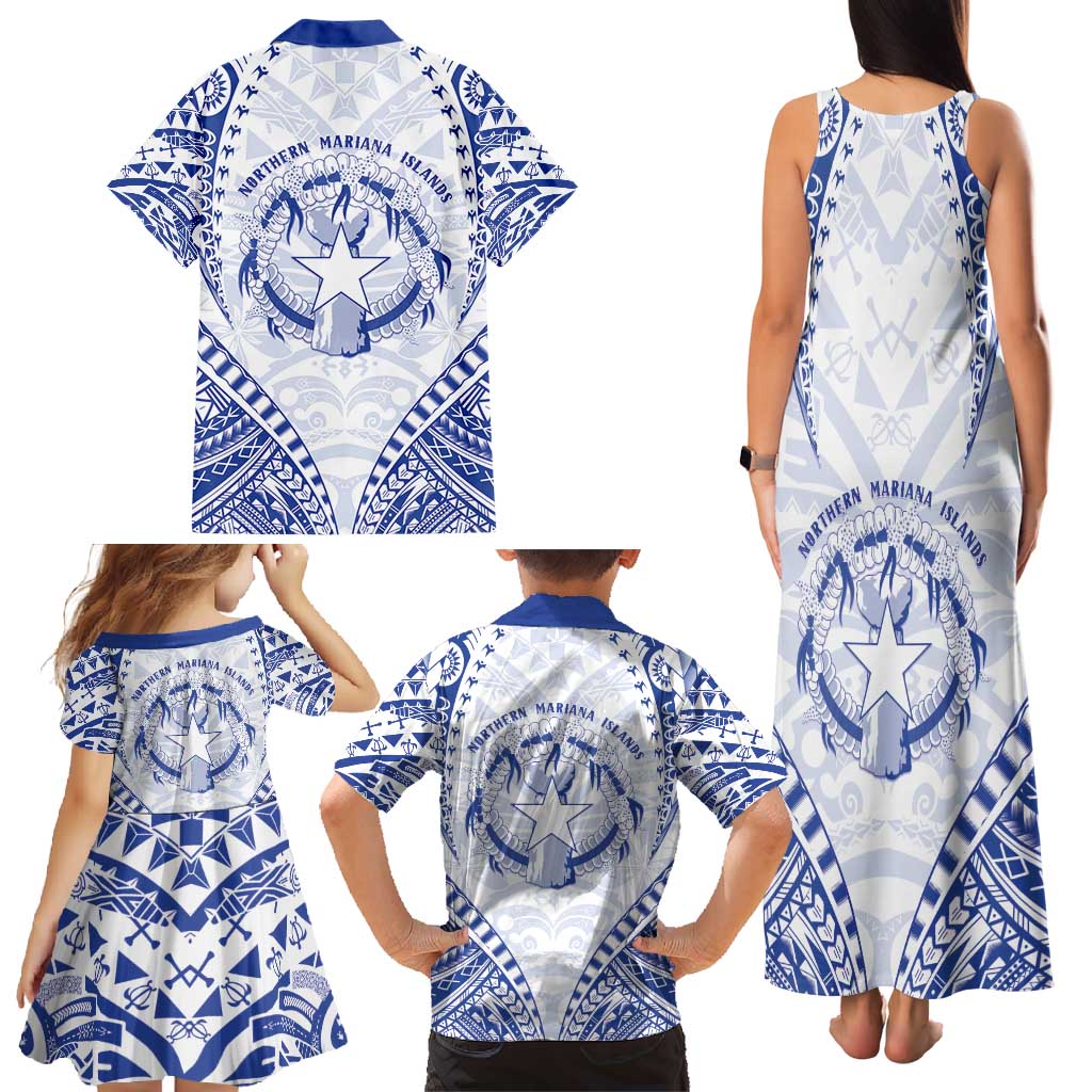 Northern Mariana Islands Liberation Day Family Matching Tank Maxi Dress and Hawaiian Shirt 79th Anniversary LT05 - Polynesian Pride