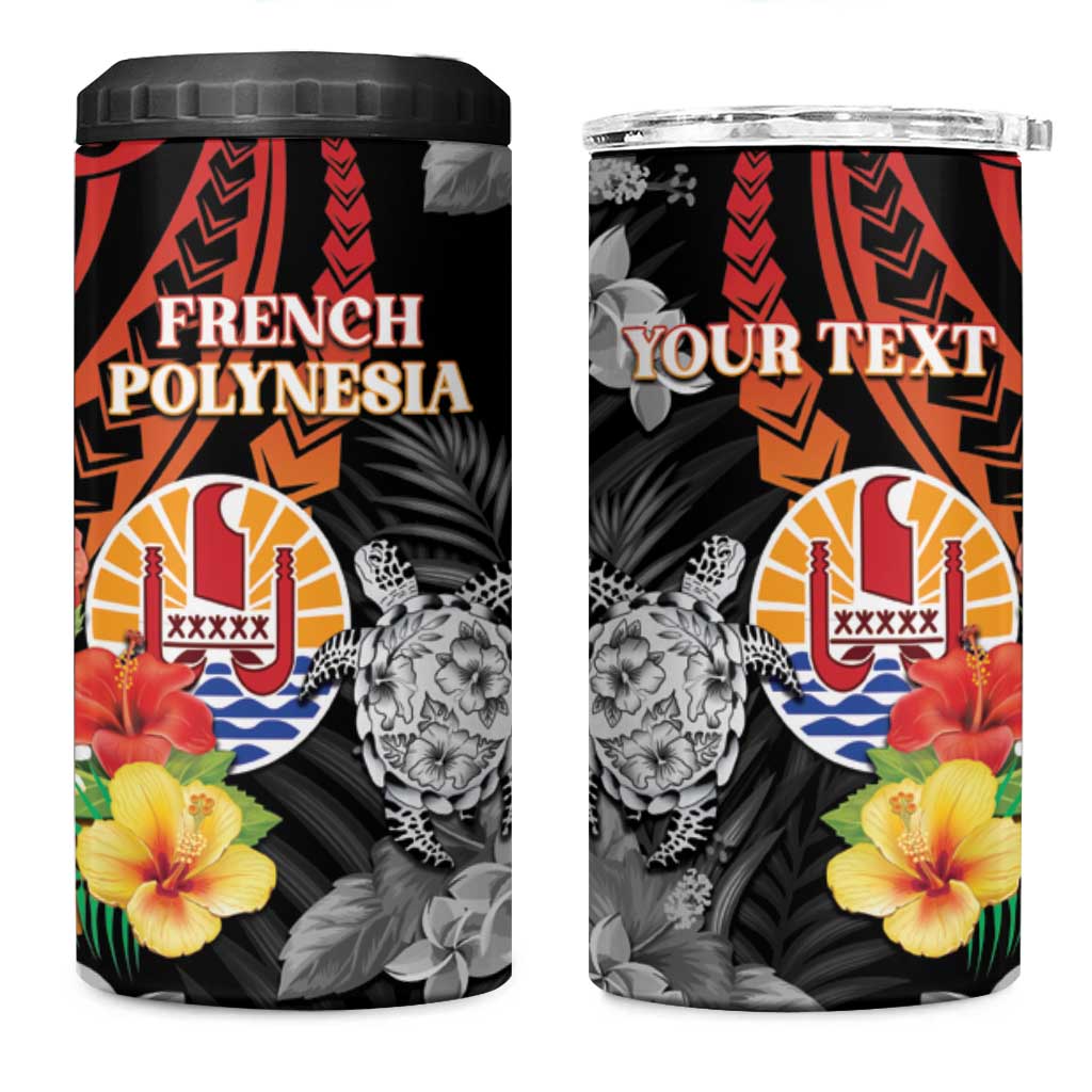 Personalised French Polynesia Bastille Day 4 in 1 Can Cooler Tumbler Tropical Turtle Hibiscus Polynesian Pattern LT05 One Size: 16 oz Black - Polynesian Pride