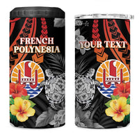 Personalised French Polynesia Bastille Day 4 in 1 Can Cooler Tumbler Tropical Turtle Hibiscus Polynesian Pattern LT05 One Size: 16 oz Black - Polynesian Pride