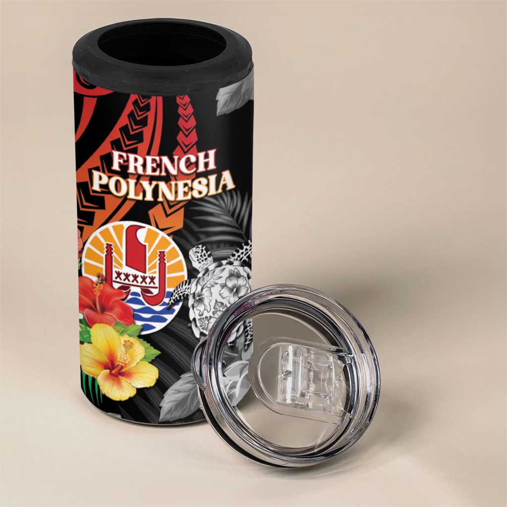 Personalised French Polynesia Bastille Day 4 in 1 Can Cooler Tumbler Tropical Turtle Hibiscus Polynesian Pattern LT05 - Polynesian Pride