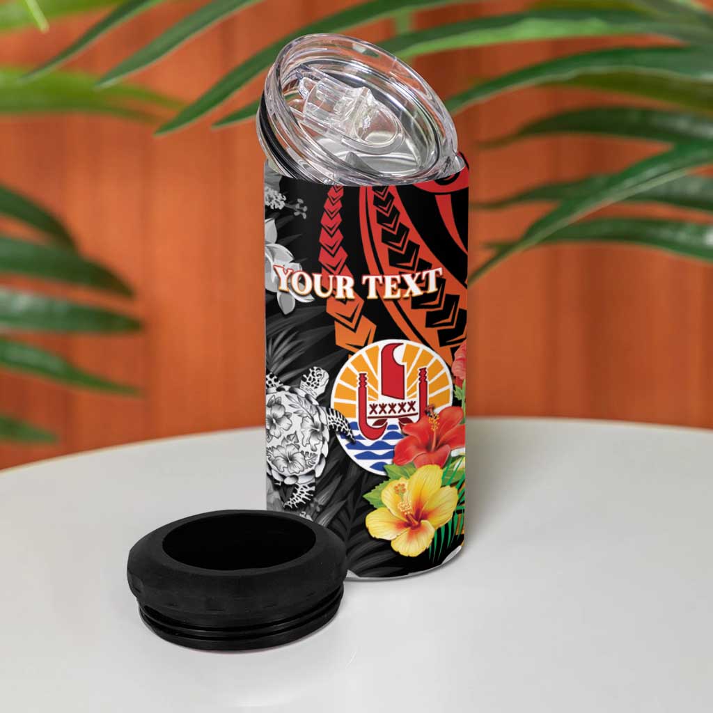 Personalised French Polynesia Bastille Day 4 in 1 Can Cooler Tumbler Tropical Turtle Hibiscus Polynesian Pattern LT05 - Polynesian Pride