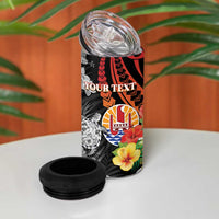 Personalised French Polynesia Bastille Day 4 in 1 Can Cooler Tumbler Tropical Turtle Hibiscus Polynesian Pattern LT05 - Polynesian Pride