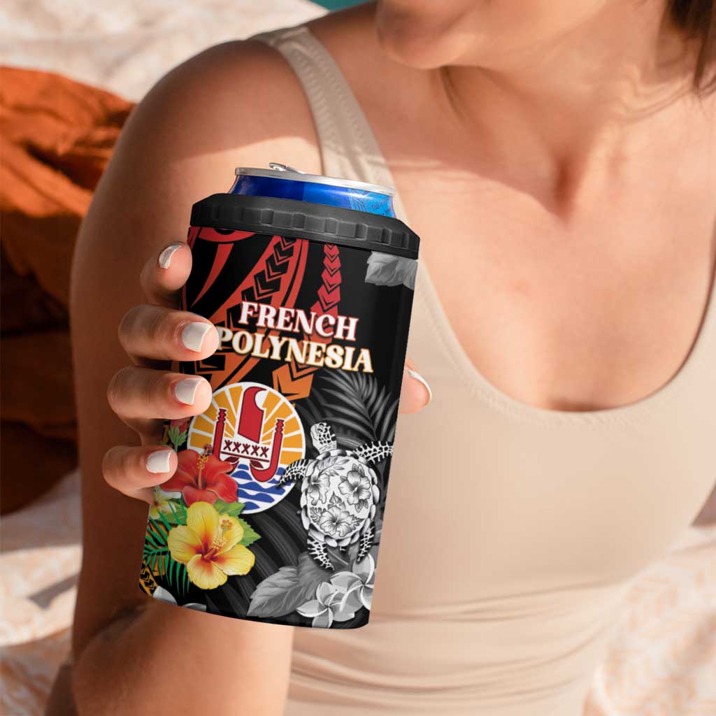 Personalised French Polynesia Bastille Day 4 in 1 Can Cooler Tumbler Tropical Turtle Hibiscus Polynesian Pattern LT05 - Polynesian Pride