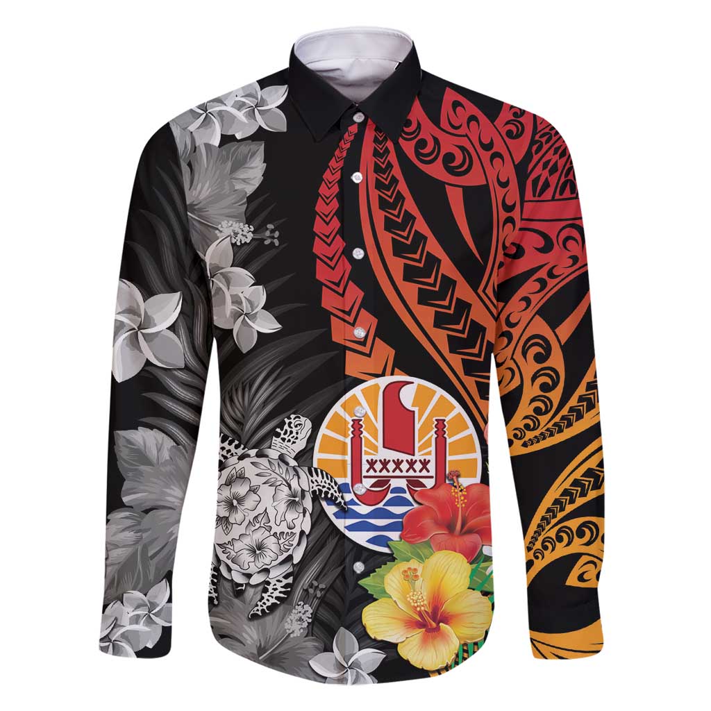 French Polynesia Bastille Day Family Matching Long Sleeve Bodycon Dress and Hawaiian Shirt Tropical Turtle Hibiscus Polynesian Pattern