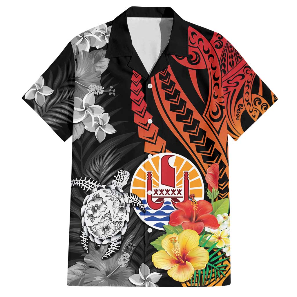 French Polynesia Bastille Day Family Matching Off Shoulder Maxi Dress and Hawaiian Shirt Tropical Turtle Hibiscus Polynesian Pattern