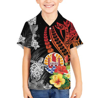 French Polynesia Bastille Day Family Matching Tank Maxi Dress and Hawaiian Shirt Tropical Turtle Hibiscus Polynesian Pattern LT05 Son's Shirt Black - Polynesian Pride