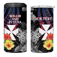 Personalised Wallis and Futuna Bastille Day 4 in 1 Can Cooler Tumbler Tropical Turtle Hibiscus Polynesian Pattern LT05 One Size: 16 oz Black - Polynesian Pride