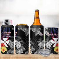 Personalised Wallis and Futuna Bastille Day 4 in 1 Can Cooler Tumbler Tropical Turtle Hibiscus Polynesian Pattern LT05 - Polynesian Pride