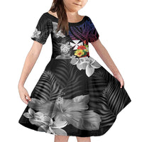 Wallis and Futuna Bastille Day Family Matching Long Sleeve Bodycon Dress and Hawaiian Shirt Tropical Turtle Hibiscus Polynesian Pattern LT05 Daughter's Dress Black - Polynesian Pride