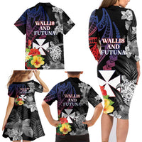 Wallis and Futuna Bastille Day Family Matching Long Sleeve Bodycon Dress and Hawaiian Shirt Tropical Turtle Hibiscus Polynesian Pattern LT05 - Polynesian Pride