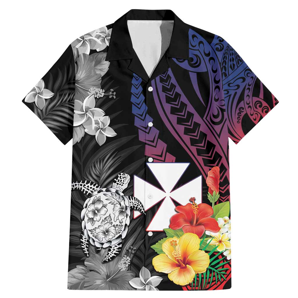 Wallis and Futuna Bastille Day Family Matching Mermaid Dress and Hawaiian Shirt Tropical Turtle Hibiscus Polynesian Pattern LT05 Dad's Shirt - Short Sleeve Black - Polynesian Pride
