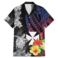 Wallis and Futuna Bastille Day Family Matching Mermaid Dress and Hawaiian Shirt Tropical Turtle Hibiscus Polynesian Pattern LT05 Dad's Shirt - Short Sleeve Black - Polynesian Pride