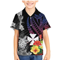 Wallis and Futuna Bastille Day Family Matching Mermaid Dress and Hawaiian Shirt Tropical Turtle Hibiscus Polynesian Pattern LT05 Son's Shirt Black - Polynesian Pride