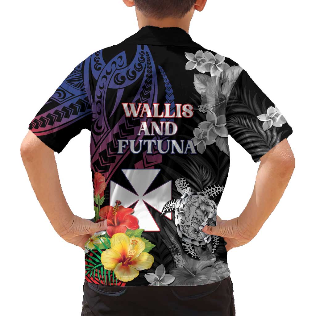 Wallis and Futuna Bastille Day Family Matching Off Shoulder Maxi Dress and Hawaiian Shirt Tropical Turtle Hibiscus Polynesian Pattern