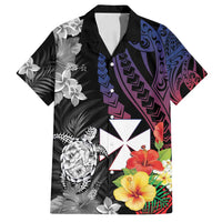 Wallis and Futuna Bastille Day Family Matching Tank Maxi Dress and Hawaiian Shirt Tropical Turtle Hibiscus Polynesian Pattern LT05 Dad's Shirt - Short Sleeve Black - Polynesian Pride